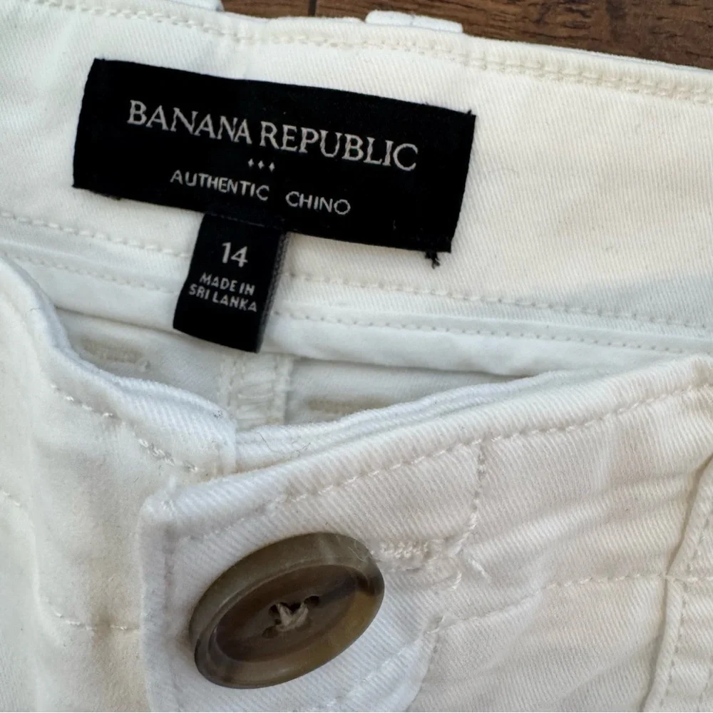 Banana Republic Authentic Chino Jogger Pants Size 14 White Zip Ankle Length